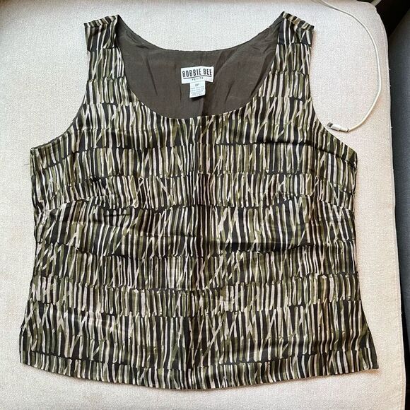 Robbie Bee Vintage 100% Silk Cropped Blouse Tank - 8 - Picture 5 of 7